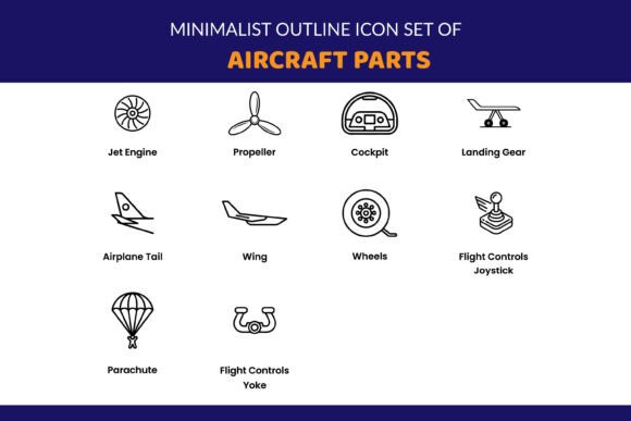 Aircraft Parts Minimalist Outline Icons Review