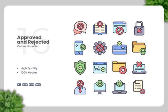 Approved and Rejected Colored Icons for Modern Graphic Design Projects
