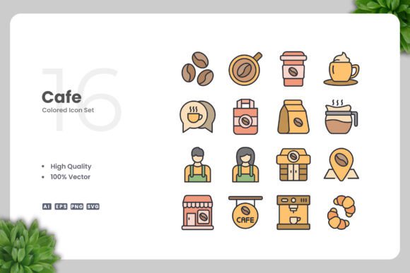 Cafe Colored Icons: A Versatile Graphic Design Asset for Local Business Branding