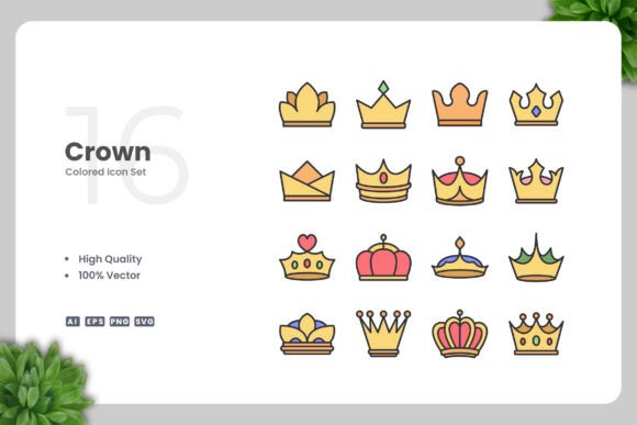 Crown Colored Icons: A Simple Graphic Design Asset for Real Crafting Projects