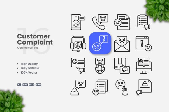 Customer Complaint Outline Icons: Graphics and Icons for Branding