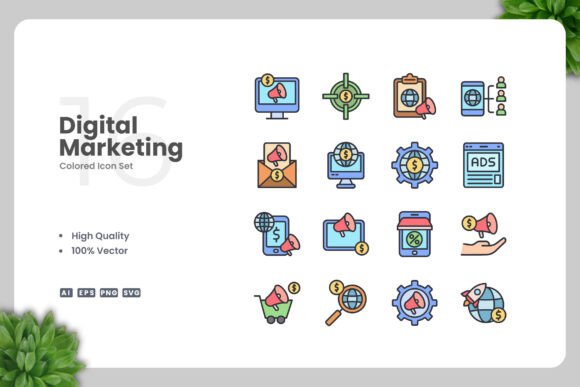 Digital Marketing Colored Icons: A Practical Review for Graphics and Product Creators