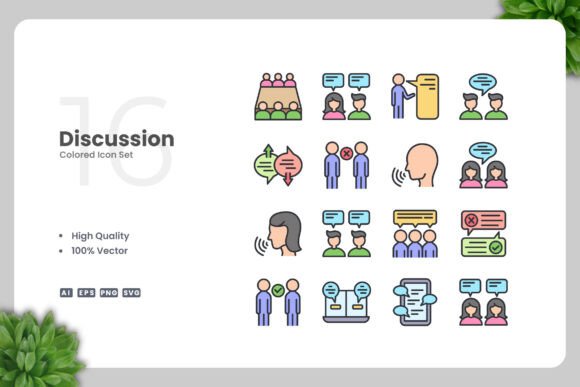 Discussion Colored Icons: A Versatile Graphic Design Asset for Local Business Branding