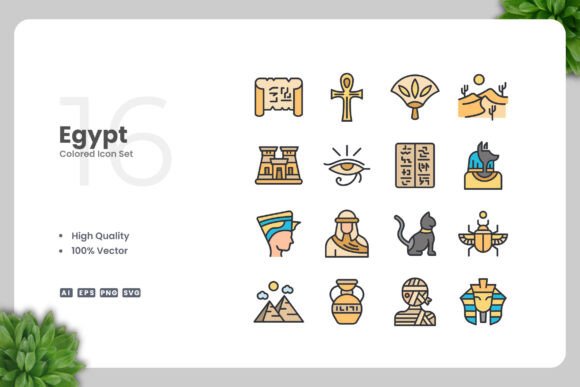 Egypt Colored Icons: A Modern Graphic Design Asset for Content Creators