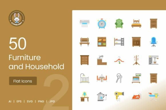 Furniture Household Flat Multicolor Graphics and Icons Review