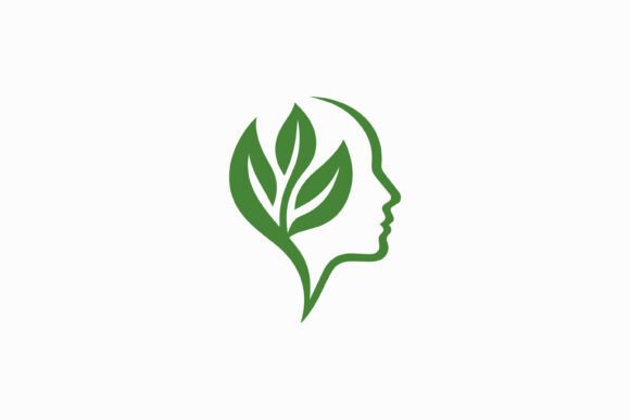 Green Health Mind and Brain Care Logo: A Modern Graphic Design Asset for Content Creators