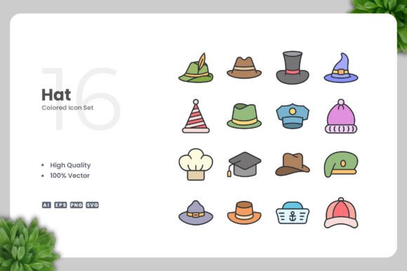 Hat Colored Icons: A Versatile Graphic Design Asset for Creative Projects