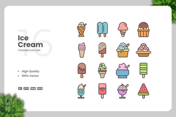 Ice Cream Colored Icons – A Versatile Graphic Design Asset for Digital Sellers