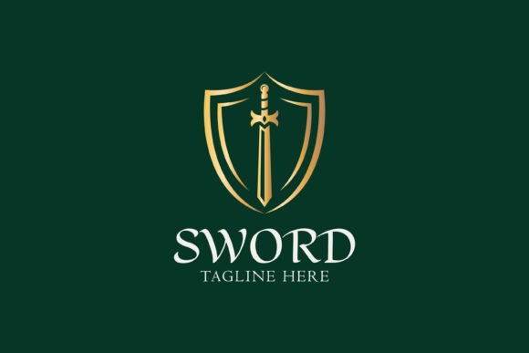Illustration of Sword and Shield Logo Graphics in Logo Templates