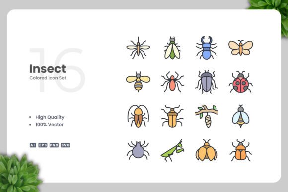 Insect Colored Icons: A Modern Graphic Design Asset for Local Branding