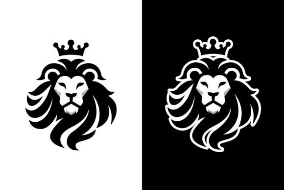 Majestic Lion Head Logo Wearing Crown – A Graphic Design Asset for Bold Branding