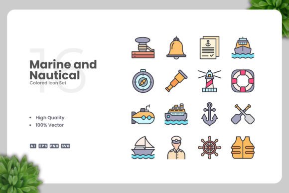 Marine and Nautical Colored Icons: A Strong Graphic Design Asset for Branding