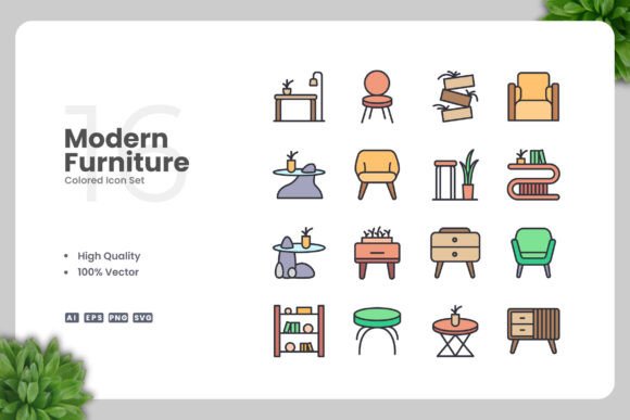 Modern Furniture Colored Icons: A Graphic Designer’s Practical Review