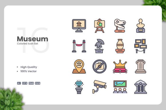 Museum Colored Icons: A Modern Graphic Design Asset for Polished Content Publishing