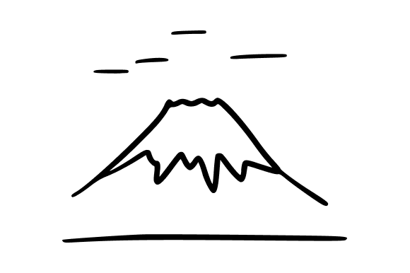 Outline Mount Fuji with Clouds: A Versatile Graphic for Handmade Creations