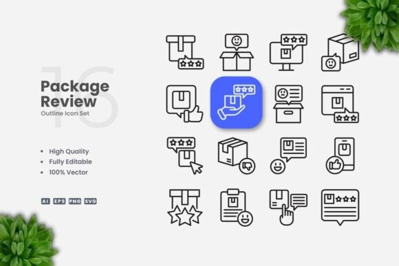 Reviewing Package Review Outline Icons for Embroidery