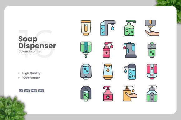 Soap Dispenser Colored Icons: A Versatile Graphic Design Asset for Small Business Branding