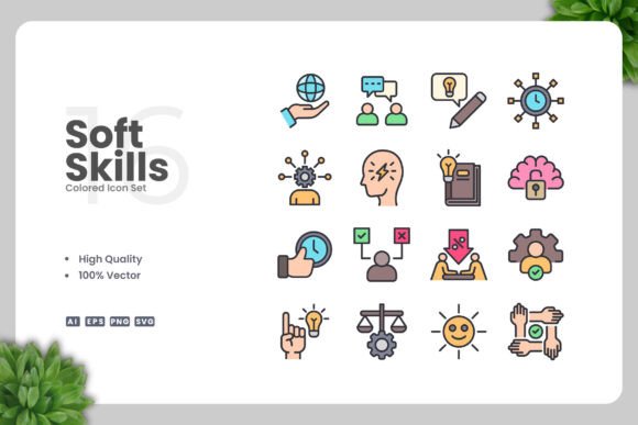 Soft Skills Colored Icons: A Modern Design Asset for Strong Branding