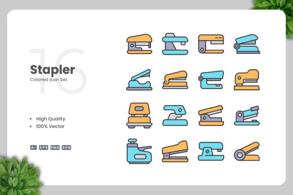 Stapler Colored Icons: A Modern Design Asset for Content Creators