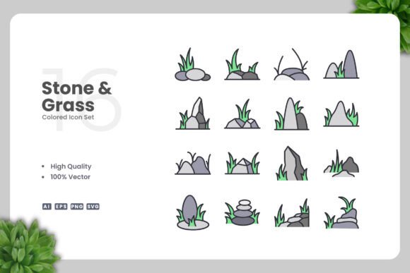 Stone and Grass Colored Icons for Real-World Crafting