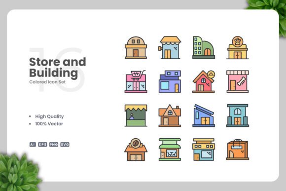 Store and Building Colored Icons: A Must-Have Graphic Design Asset for Modern Branding