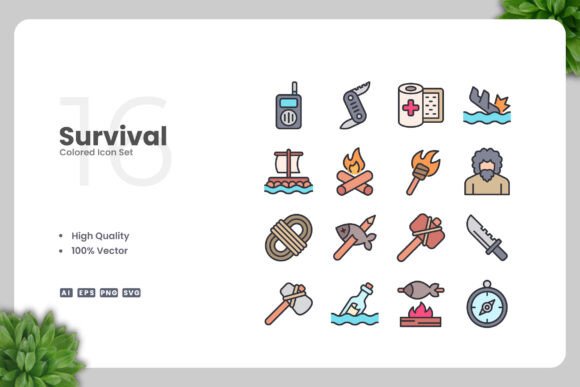 Survival Colored Icons: A Simple, Clean Graphic Design Asset for Crafters