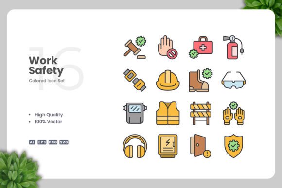 Work Safety Colored Icons – A Practical Graphic Design Asset for Sellers